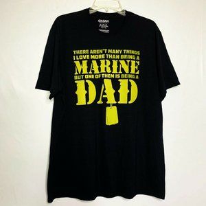 Marine Dad Shirt Men XL Black Yellow Solid Crew Ne